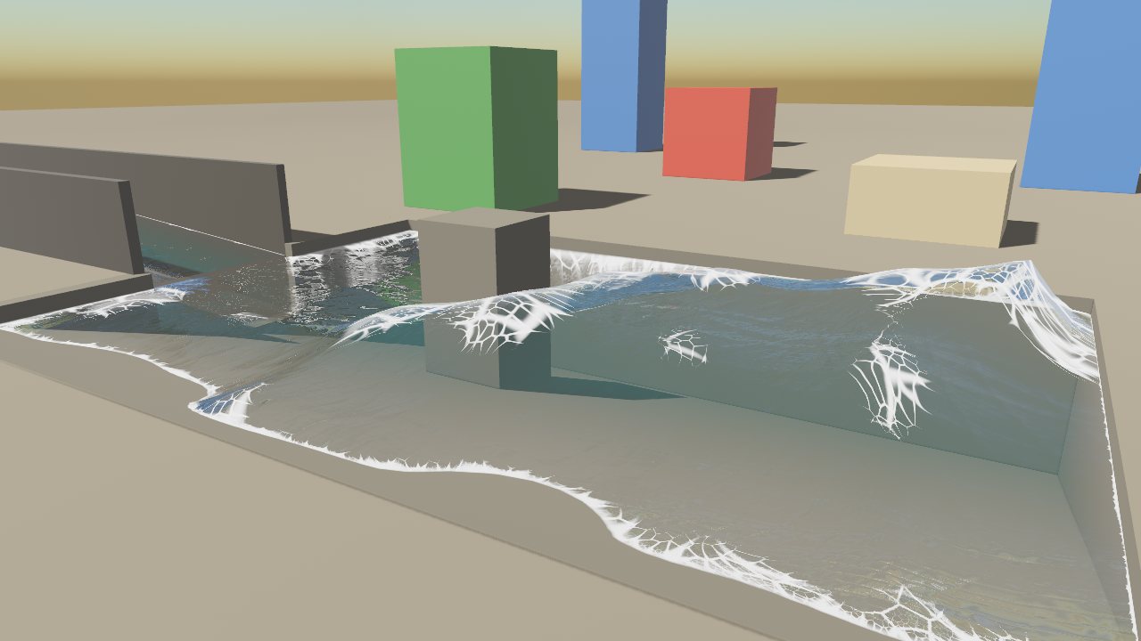 Rough water in a pool with foam on the wave crests